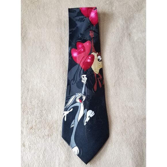 Looney Tunes Mania 1995 Tasmanian Devil Men's Tie Bugs Bunny Made in Korea Vtg - Picture 2 of 12